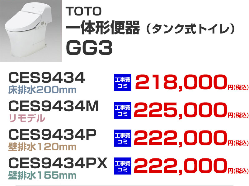 TOTOトイレGG 一体形便器 GG3